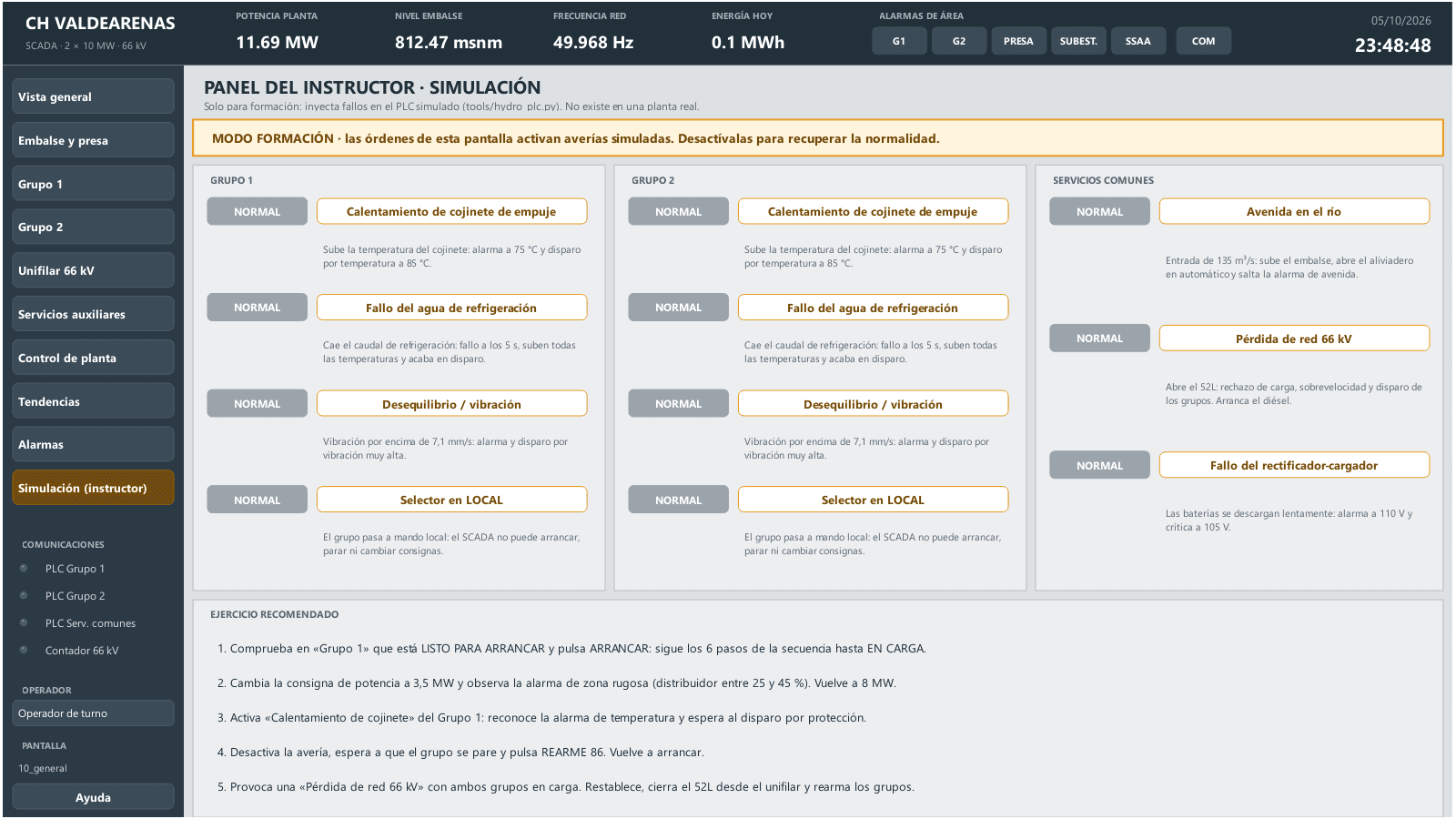 Panel del instructor