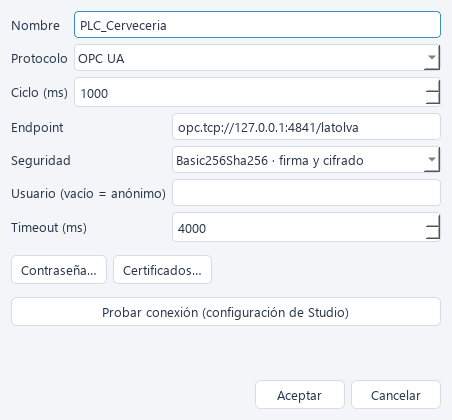 Conexión OPC UA